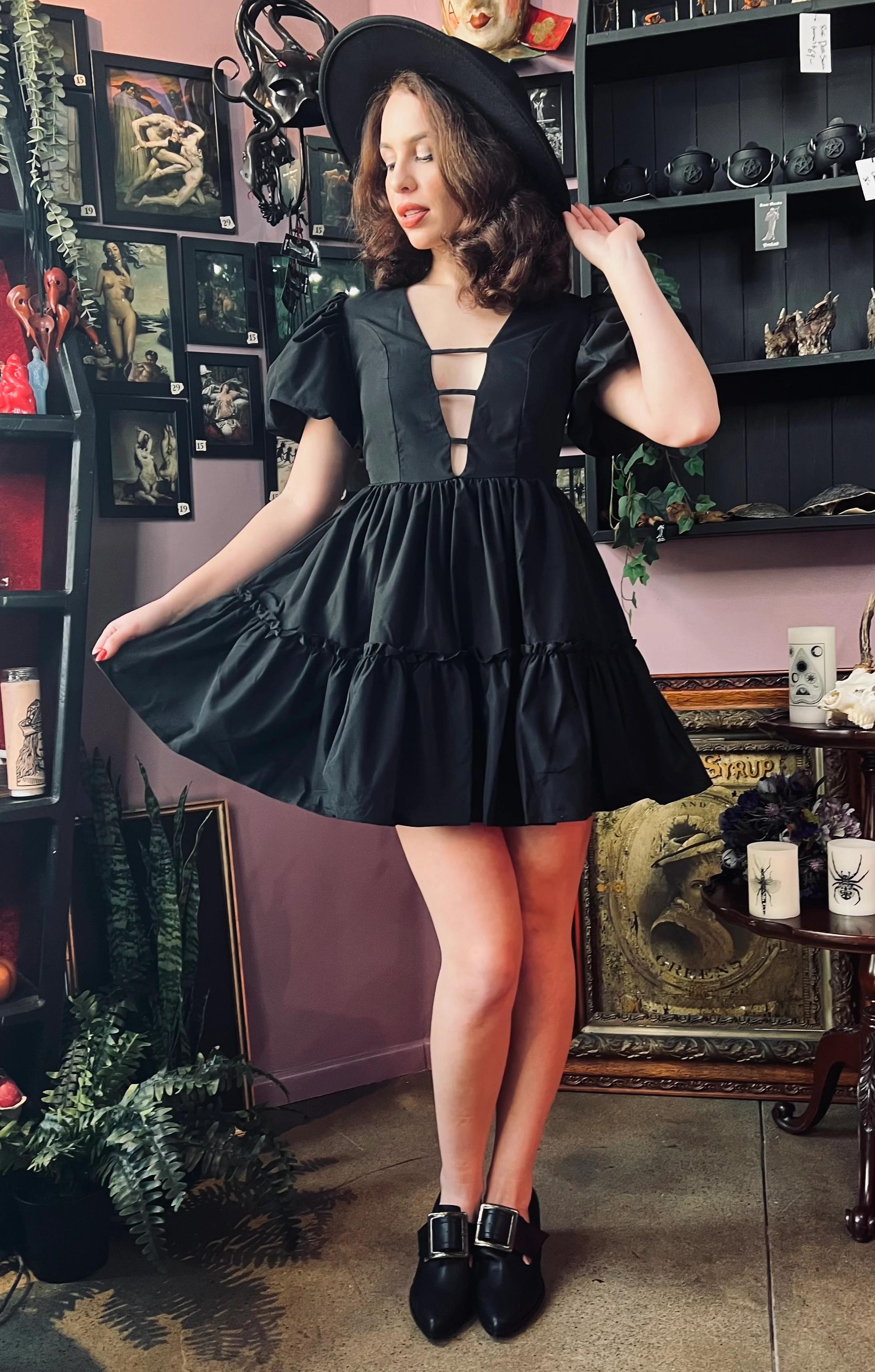 Austen - Cottage Core Bubble Party Dress with Cut Out Neckline - READY TO SHIP - Image 4
