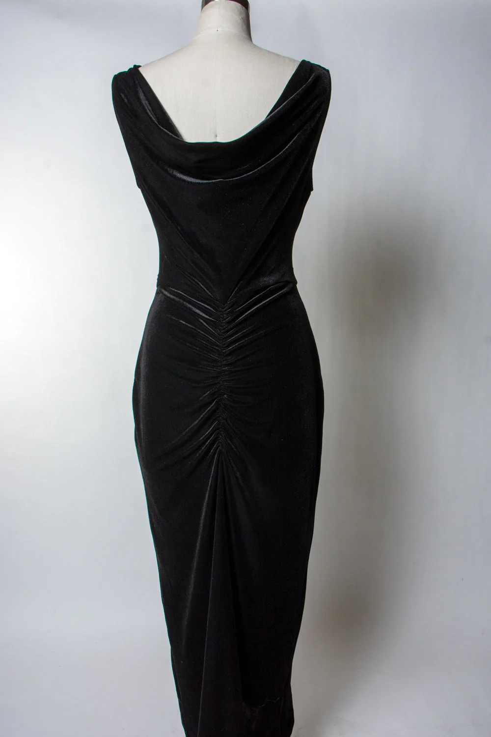 Formal Athena Gown Dress - Stretch Velvet, Black - Image 10