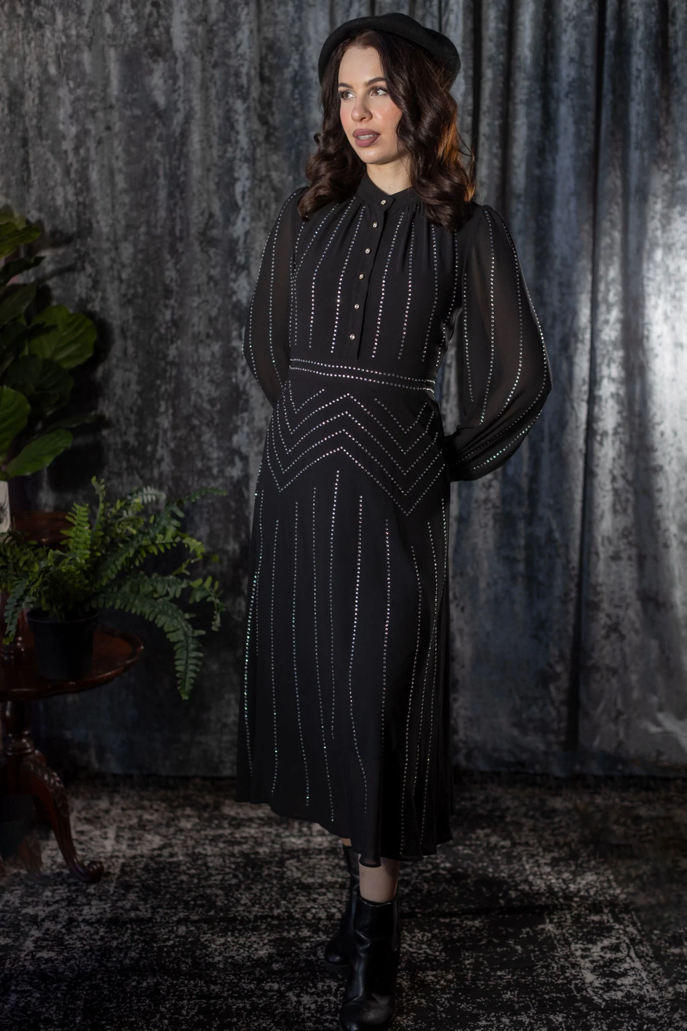 Millicent - Gothic Old Hollywood Glam Dress - READY TO SHIP