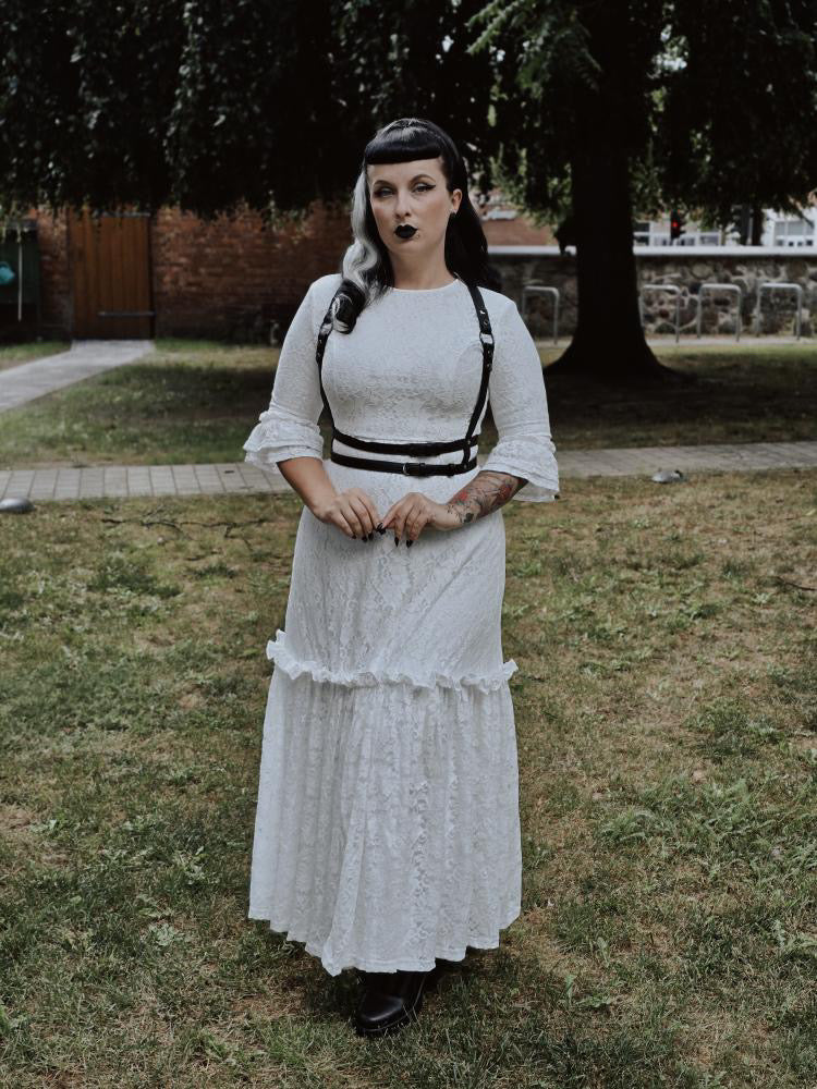 Mina - Ivory Floral Lace Bride of the Vampire Maxi Dress - READY TO SHIP - Image 4