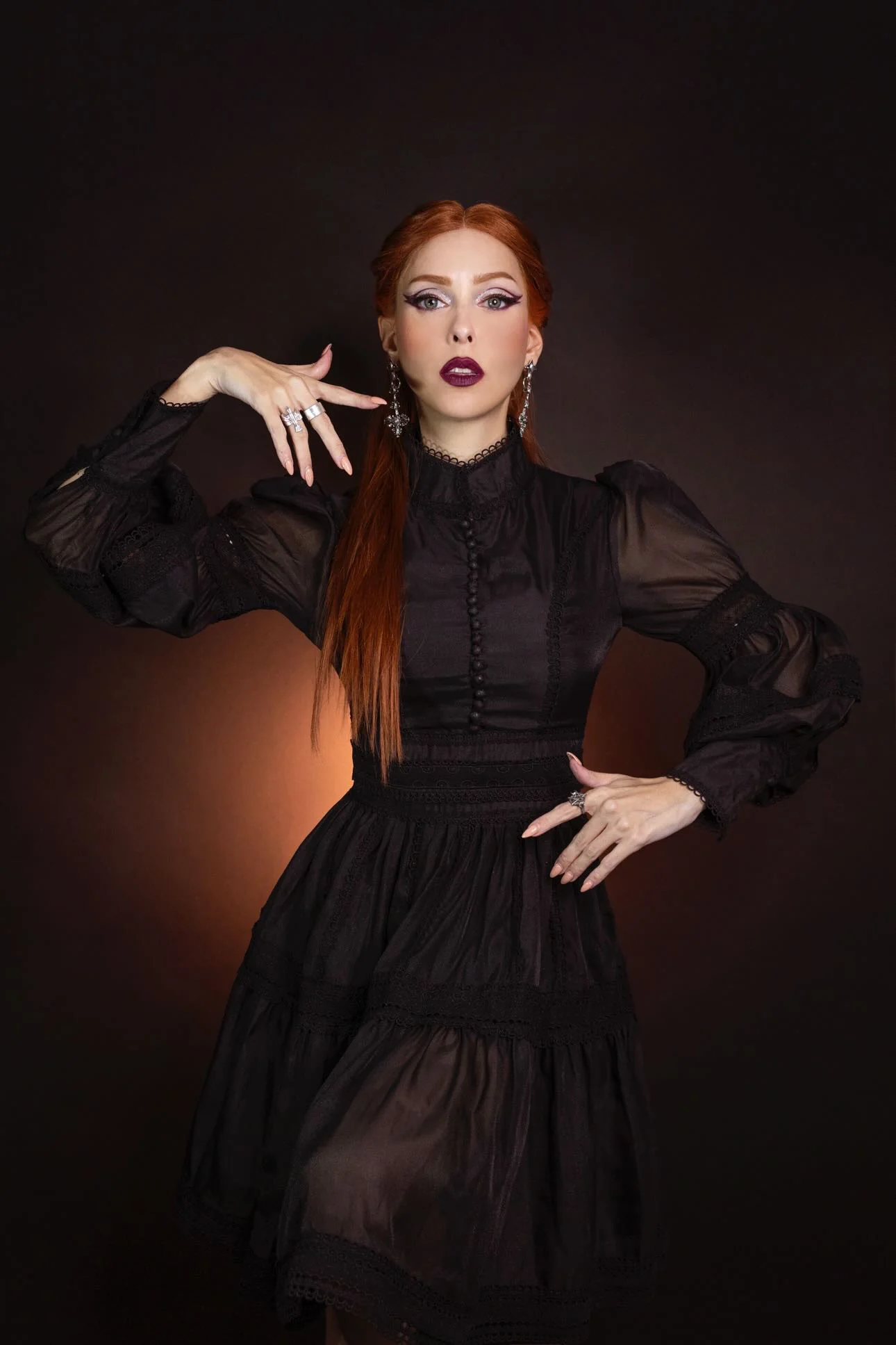 Morgana - Romantic Victorian Inspired Party Dress - BLACK - Ready To Ship - Image 3