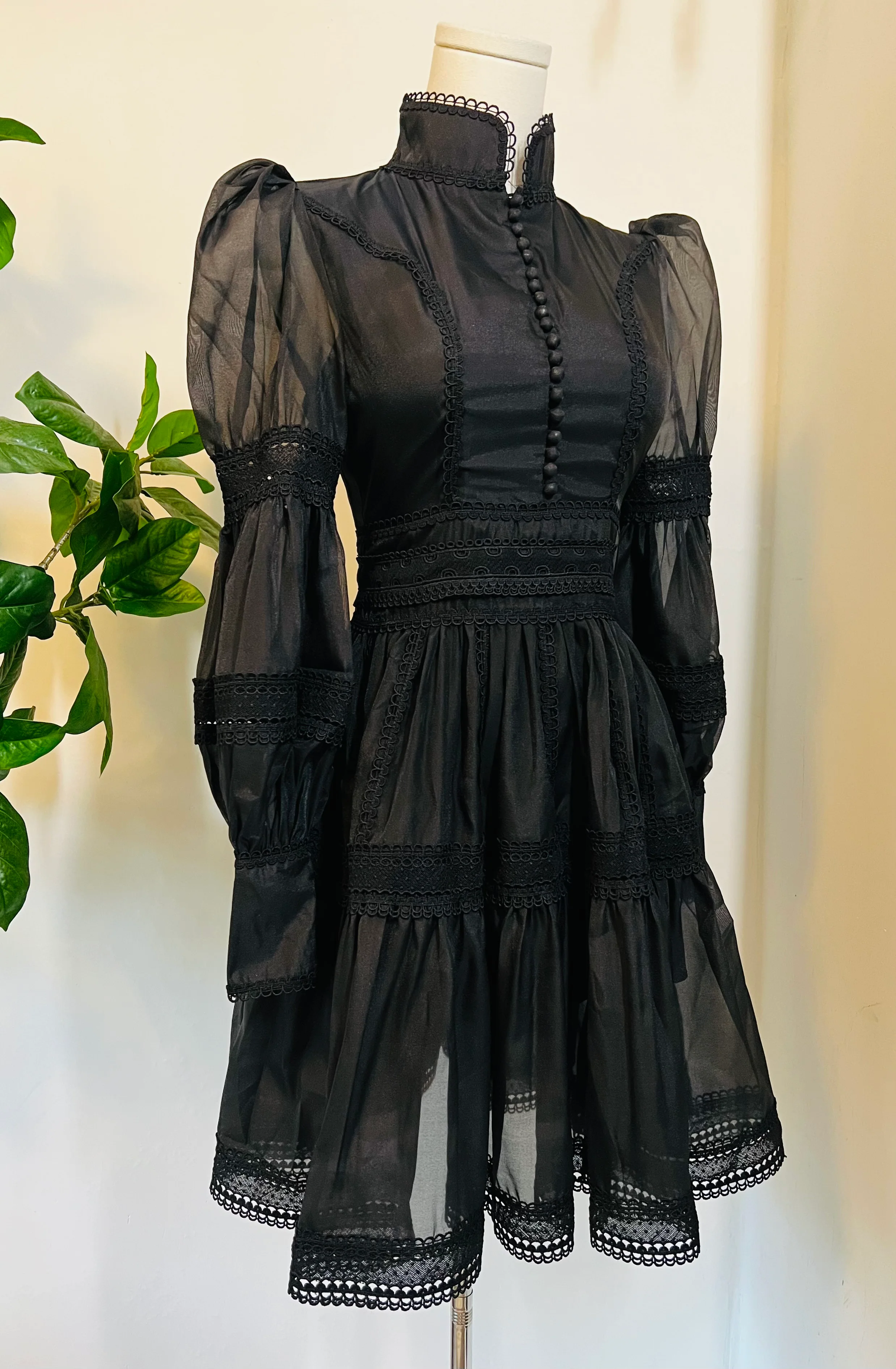 Morgana - Romantic Victorian Inspired Party Dress - BLACK - Ready To Ship - Image 9