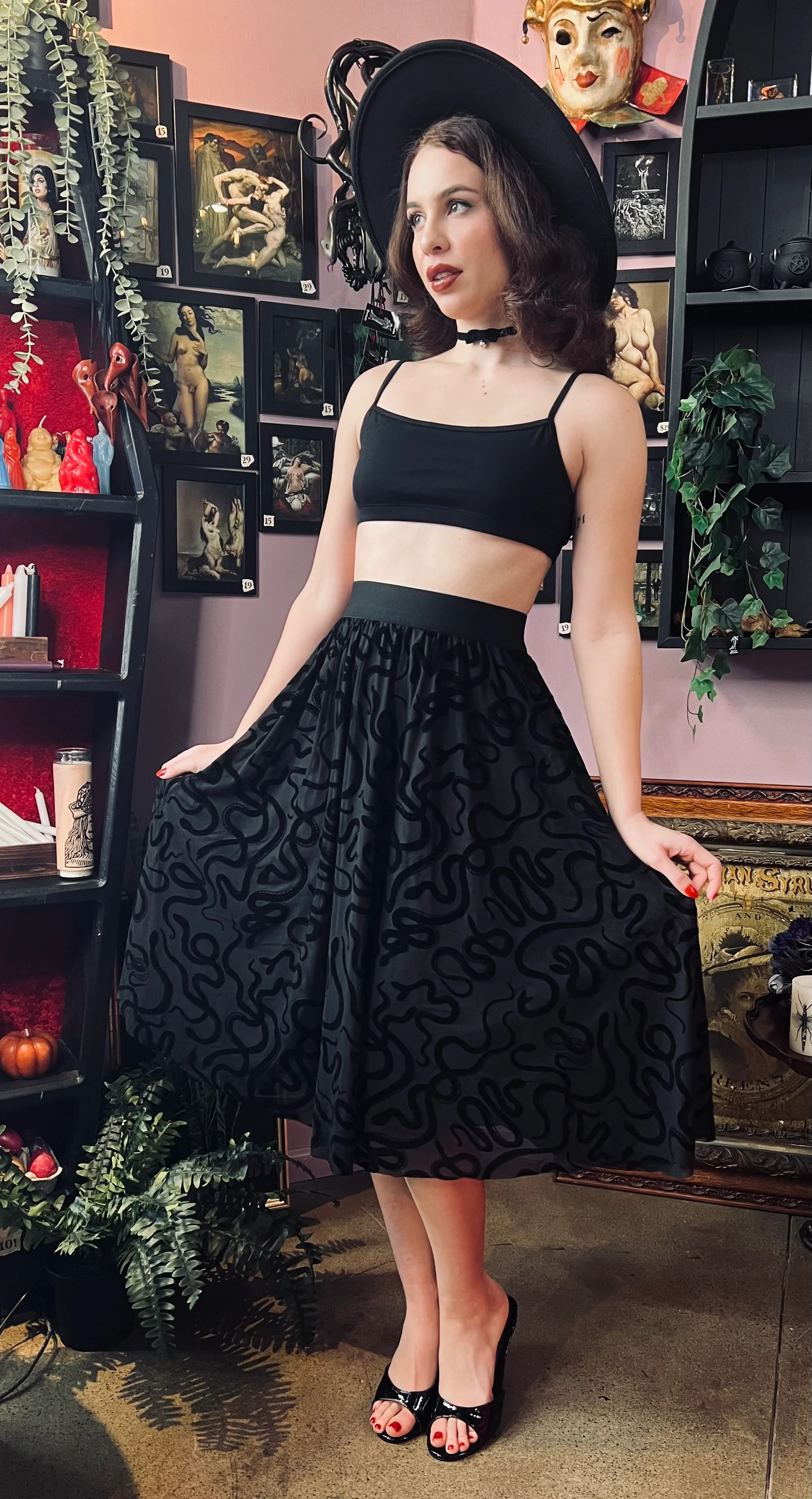 The Serpentine Skirt - Velvet Snake Flocked Full SKIRT - READY TO SHIP - Image 2