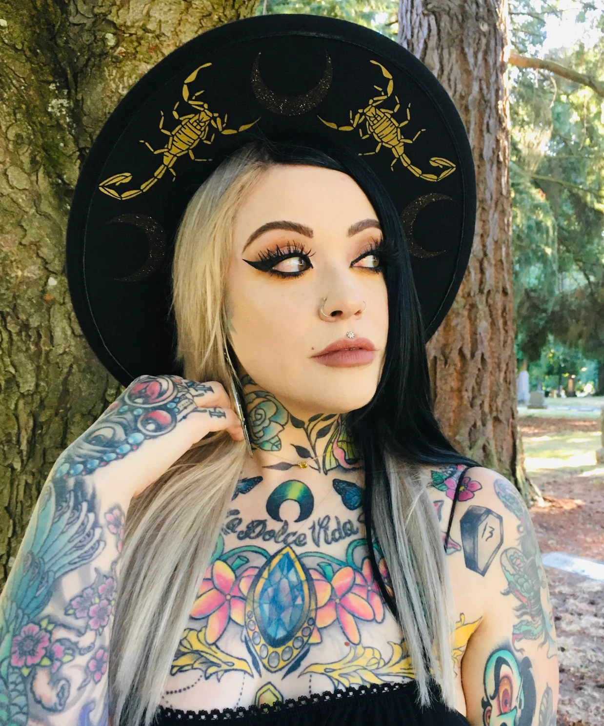 Vegan Felt Hat - XL Brim - "Scorpions & Moons" - Image 2