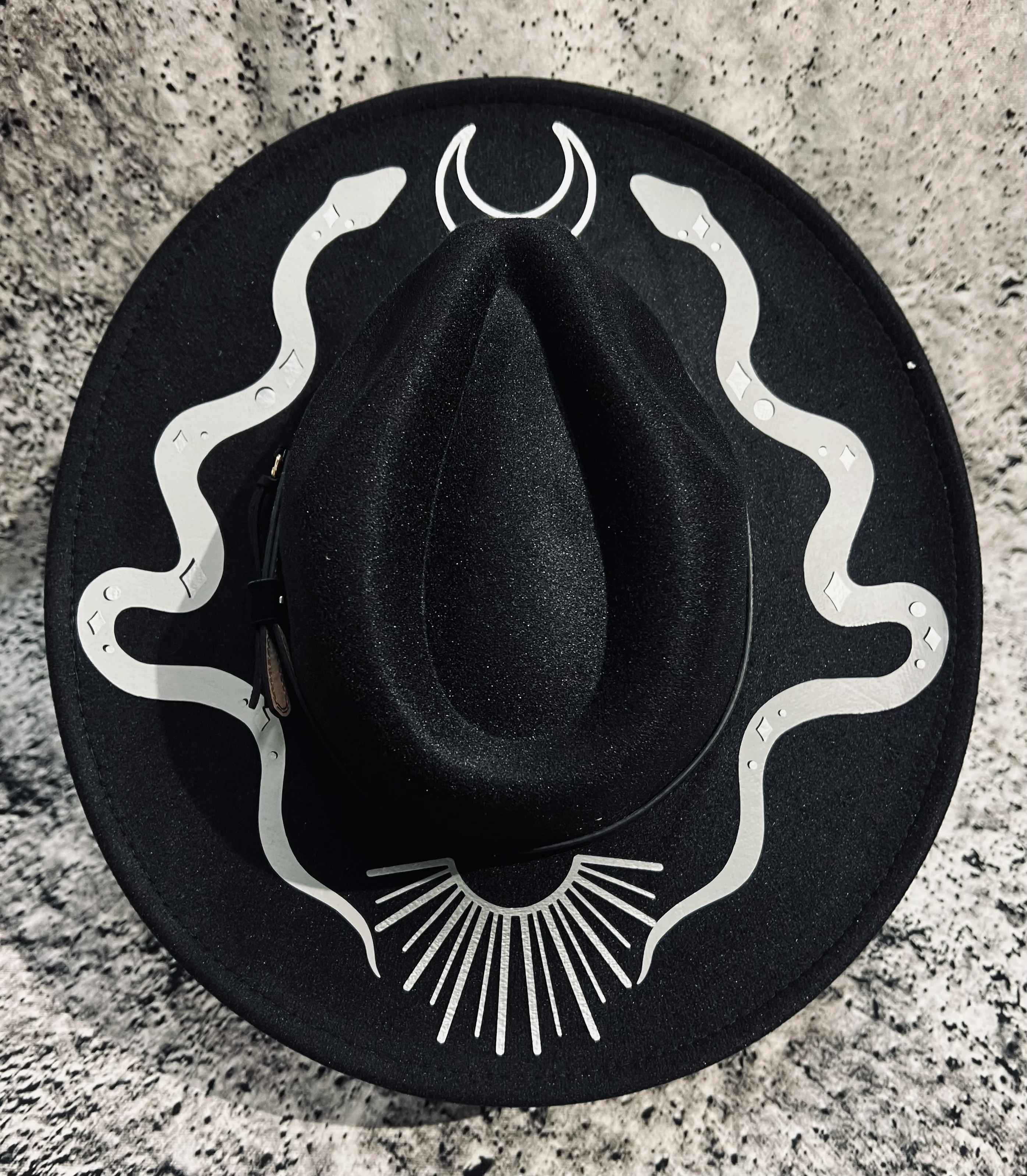 Vegan Felt Hat - XL Brim - Western Snakes - Image 2