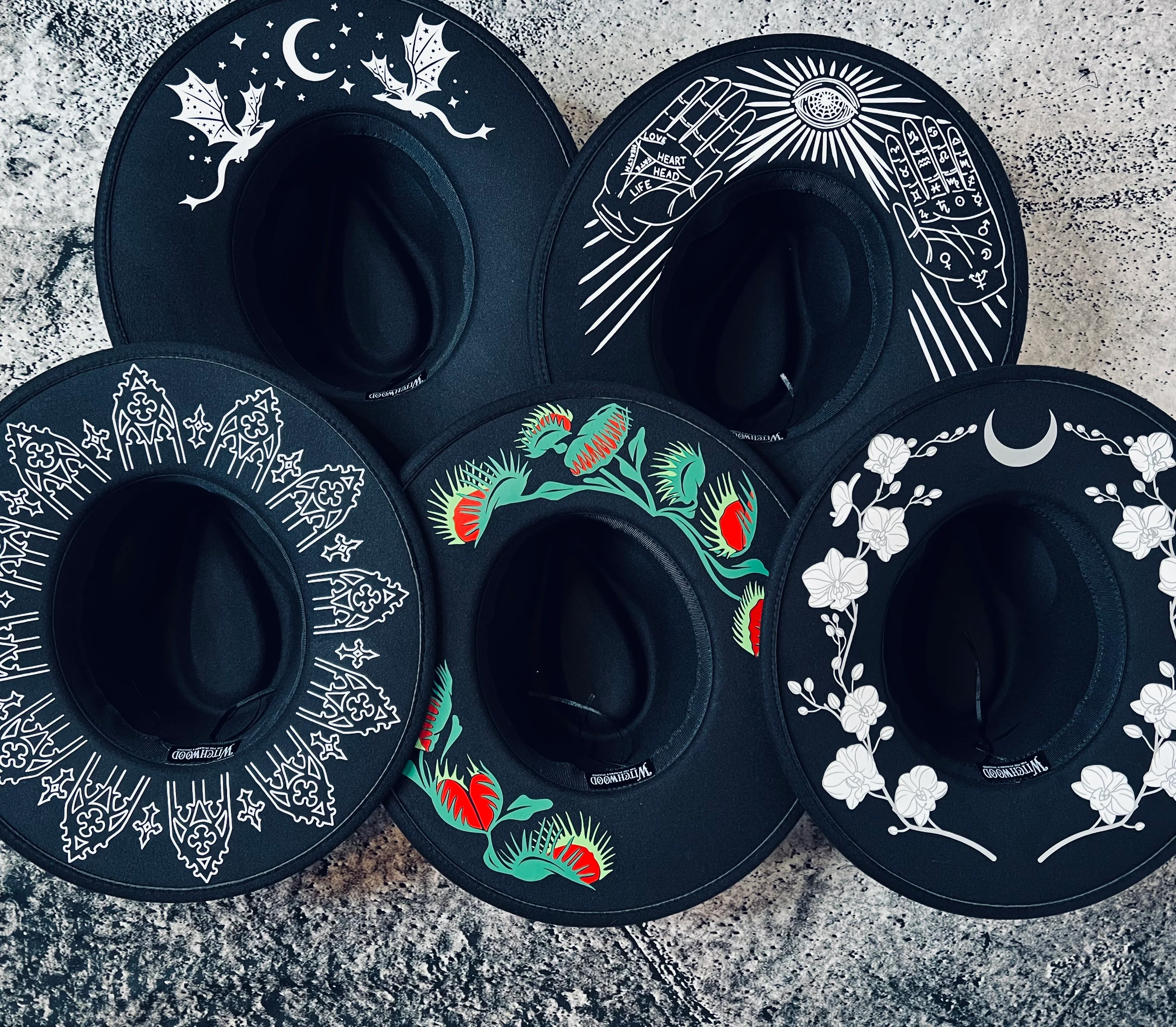Vegan Felt Wide Brim Hat - XL Brim - "Wrought Iron Crown" - WITCHWOOD X WITCHVOID - Image 5
