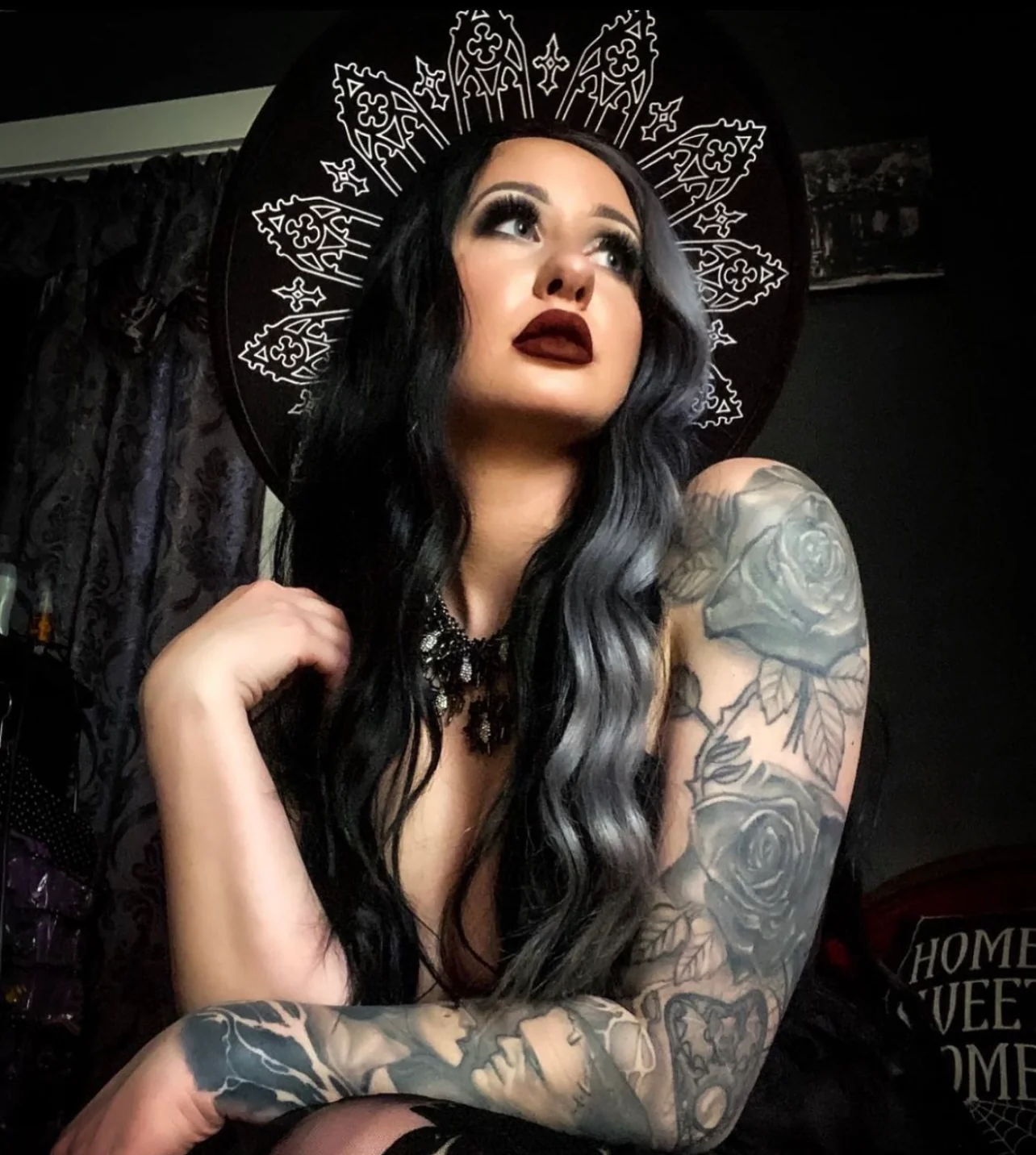 Vegan Felt Wide Brim Hat - XL Brim - "Wrought Iron Crown" - WITCHWOOD X WITCHVOID - Image 6