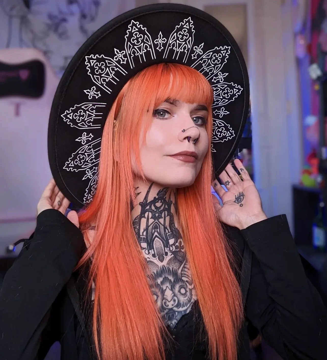 Vegan Felt Wide Brim Hat - XL Brim - "Wrought Iron Crown" - WITCHWOOD X WITCHVOID - Image 7
